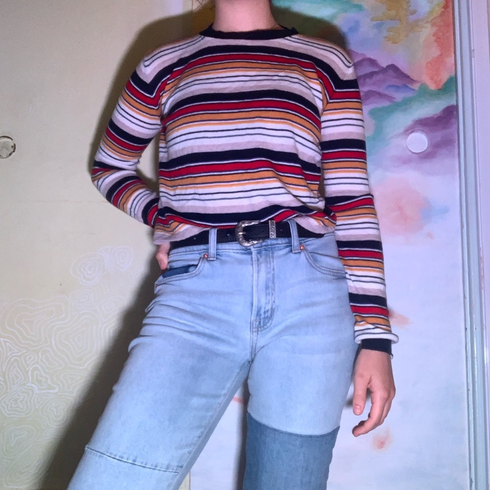 80s Style Striped Sweater